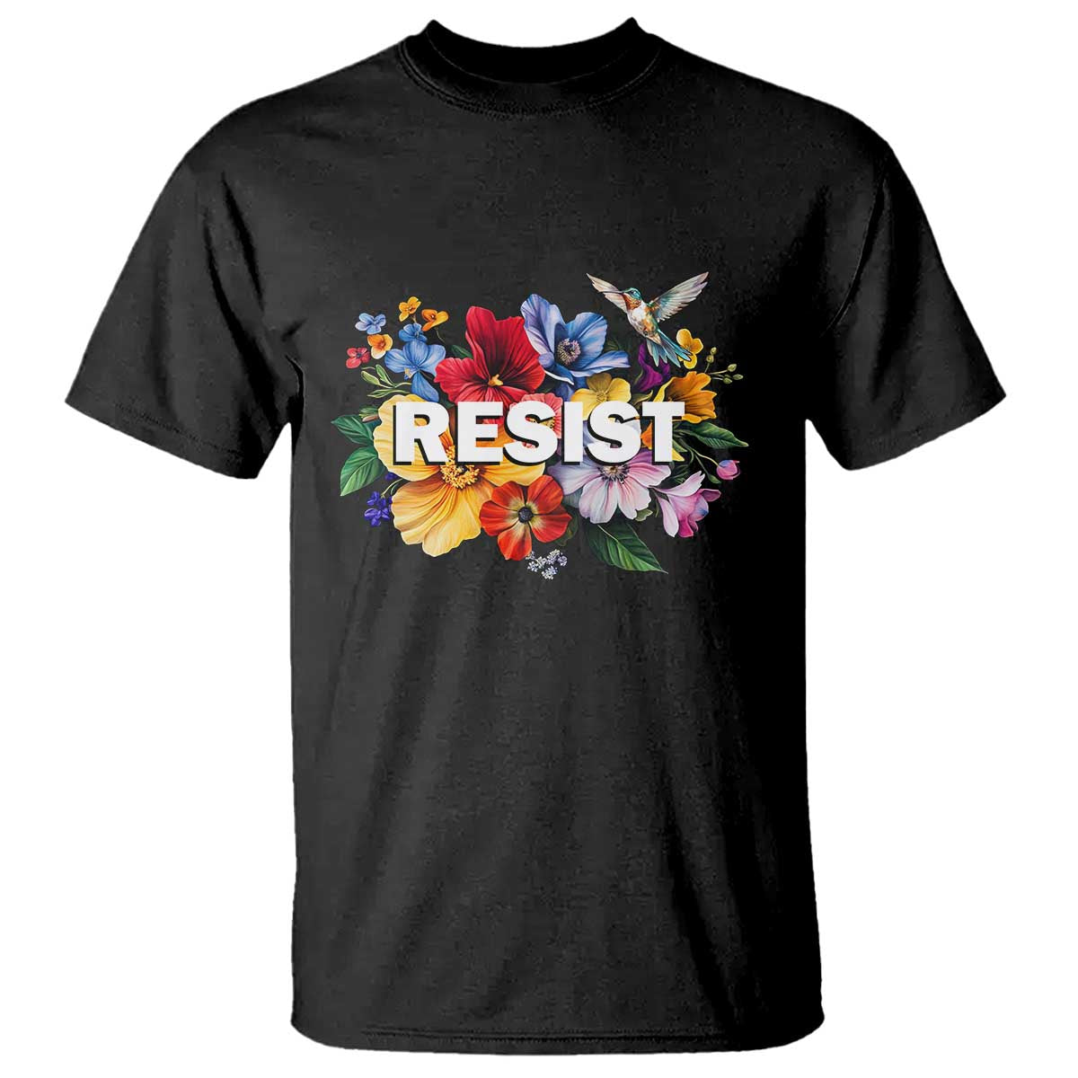 Resist Floral T Shirt Retro Botanical Graphic