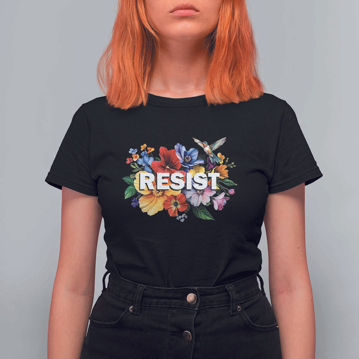 Resist Floral T Shirt For Women Retro Botanical Graphic