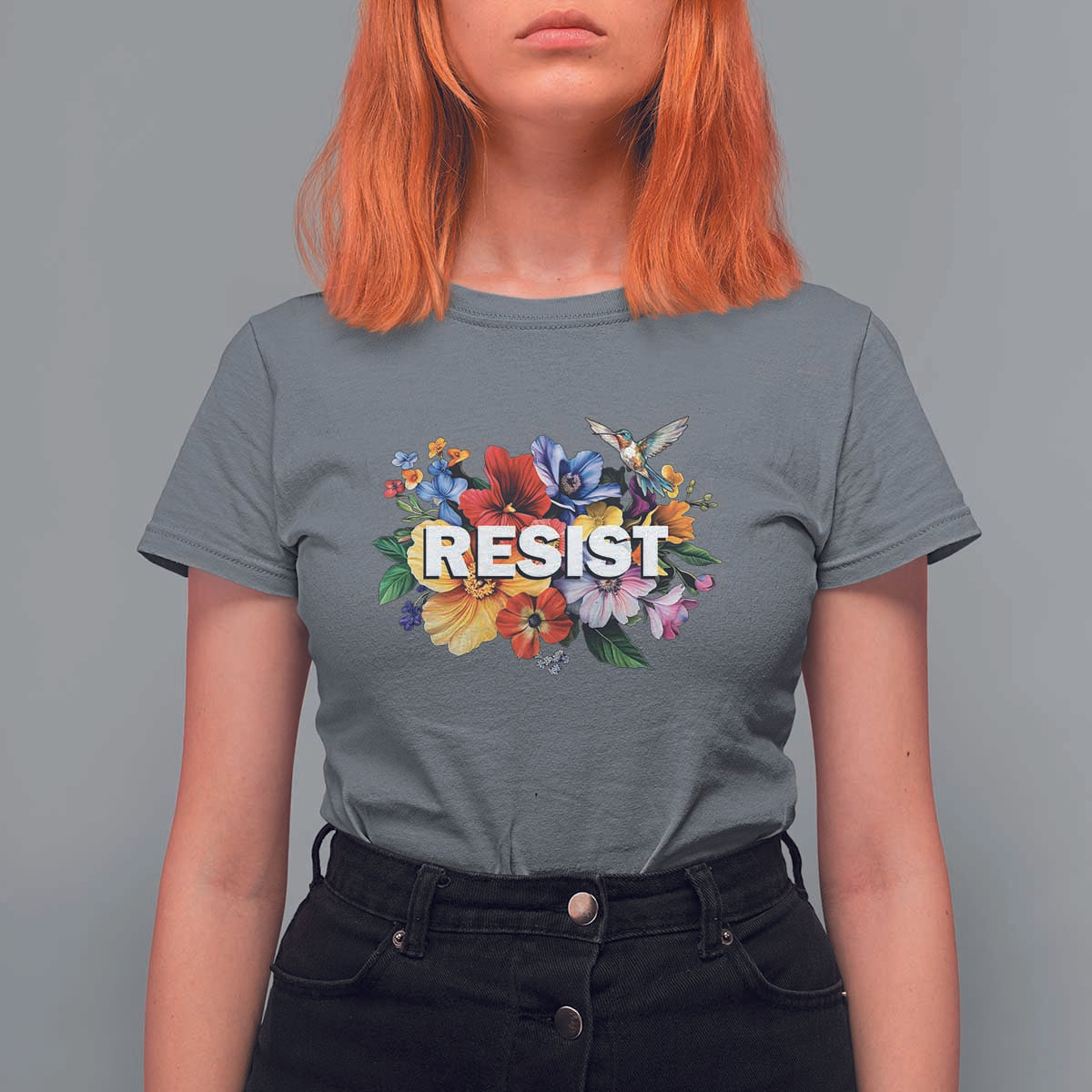 Resist Floral T Shirt For Women Retro Botanical Graphic
