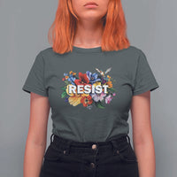 Resist Floral T Shirt For Women Retro Botanical Graphic