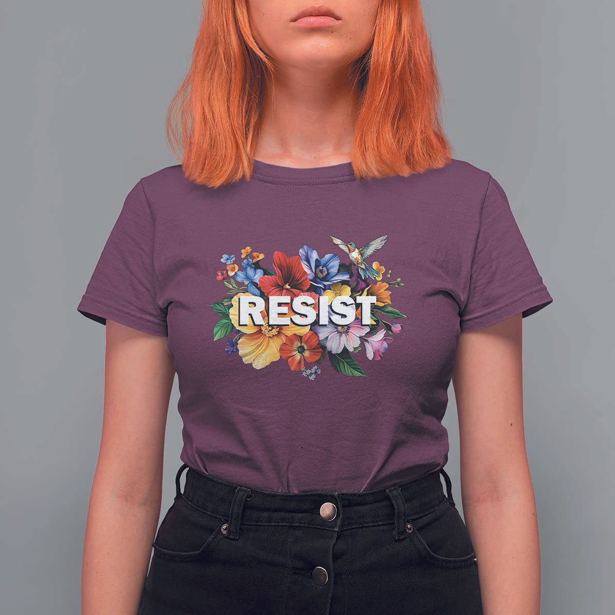Resist Floral T Shirt For Women Retro Botanical Graphic