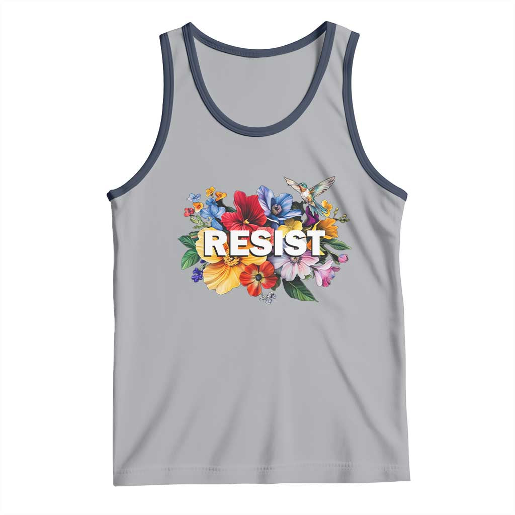 Resist Floral Tank Top Retro Botanical Graphic