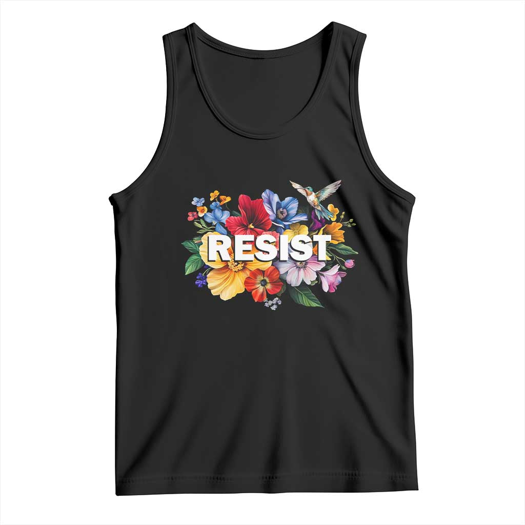 Resist Floral Tank Top Retro Botanical Graphic