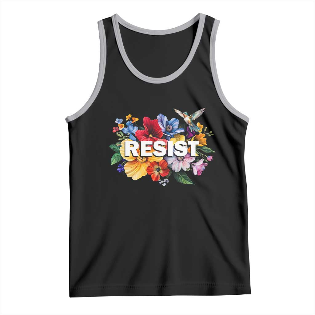Resist Floral Tank Top Retro Botanical Graphic