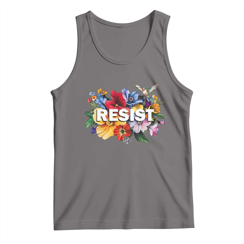 Resist Floral Tank Top Retro Botanical Graphic