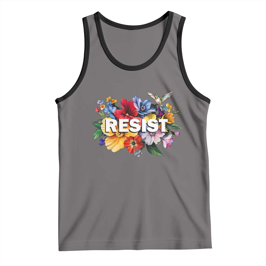 Resist Floral Tank Top Retro Botanical Graphic