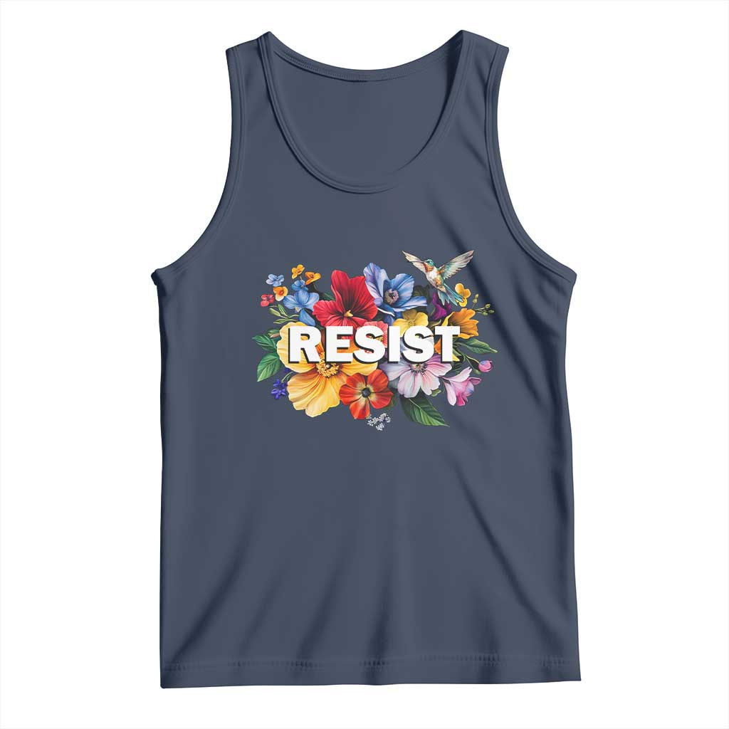 Resist Floral Tank Top Retro Botanical Graphic