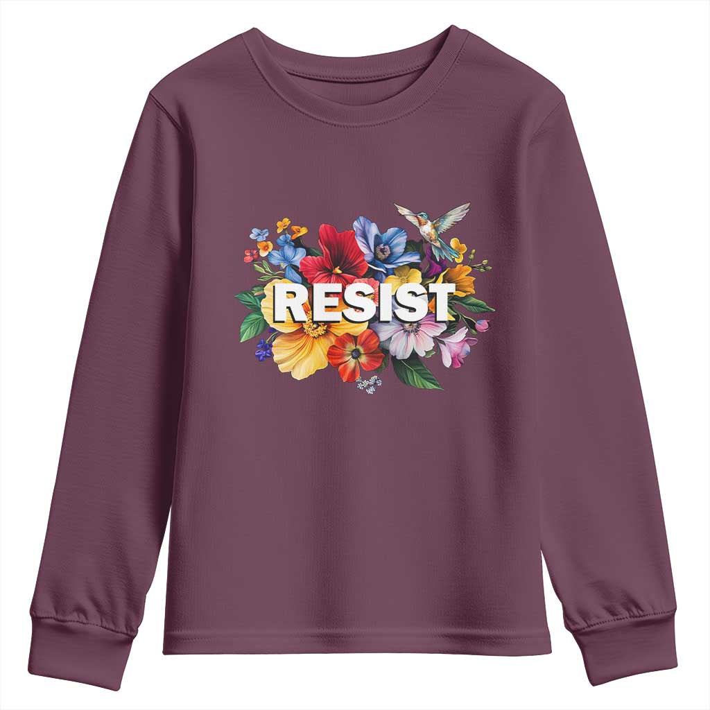 Resist Floral Youth Sweatshirt Retro Botanical Graphic