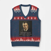 Theodore Teddy Roosevelt Patriotic V-Neck Knit Sweater Vest Patriotism Means To Stand By The Country - Wonder Print Shop