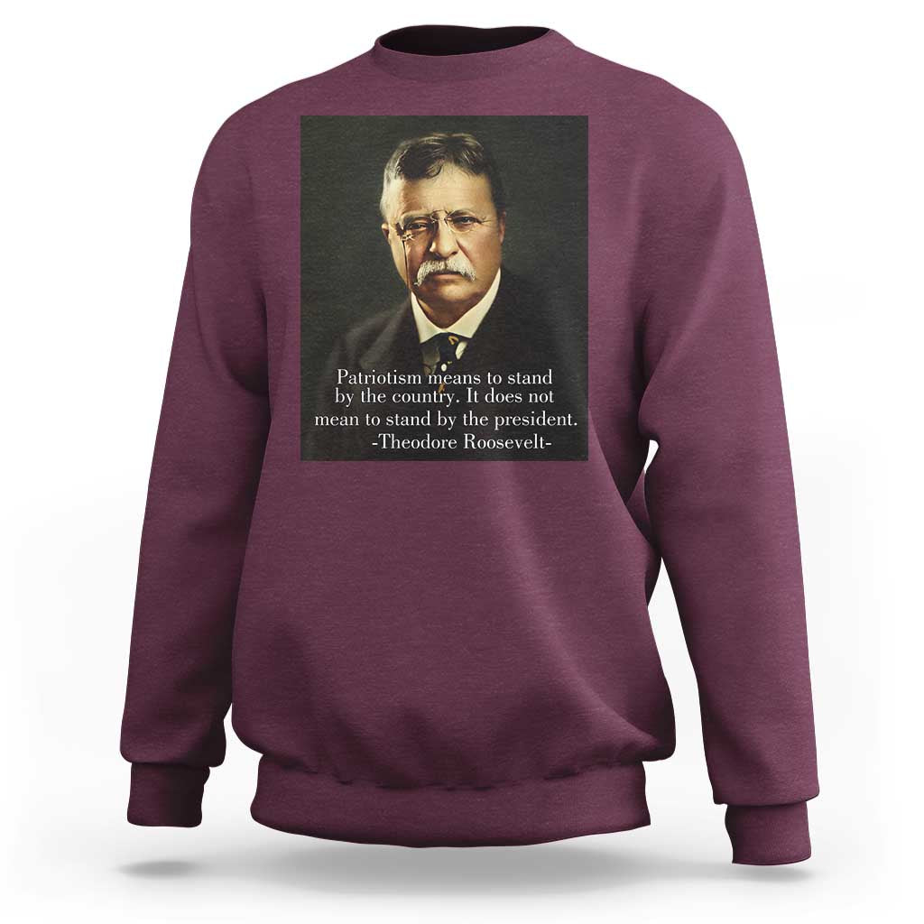 Theodore Teddy Roosevelt Patriotic Sweatshirt Patriotism Means To Stand By The Country