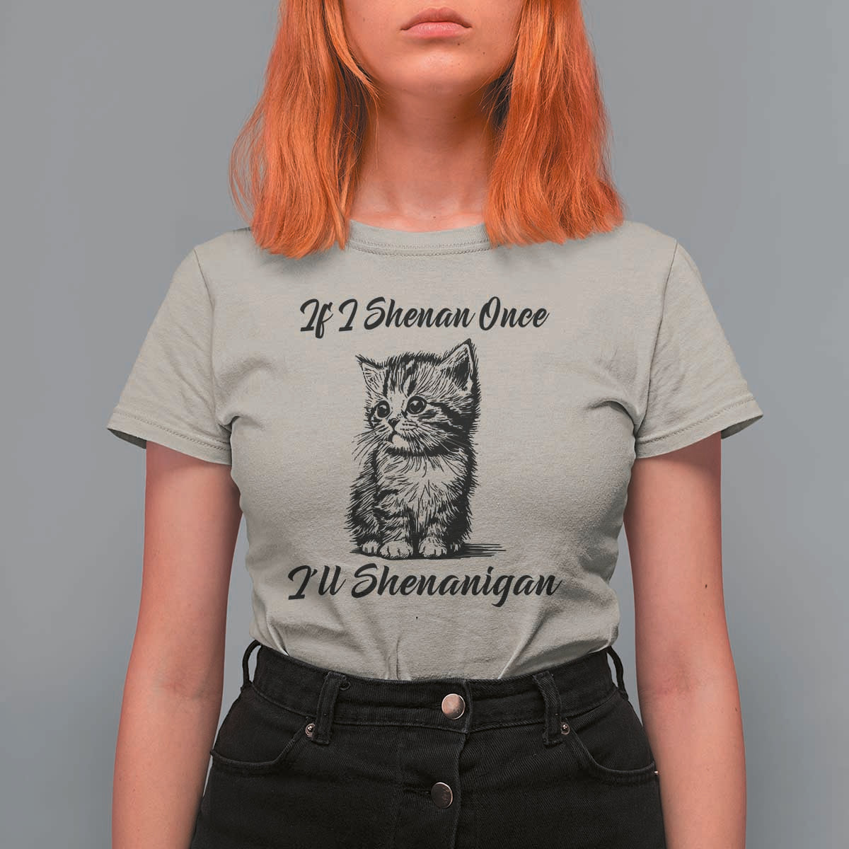 Cute Cat St Patricks Day T Shirt For Women If I Shenan Once I'll Shenanigan