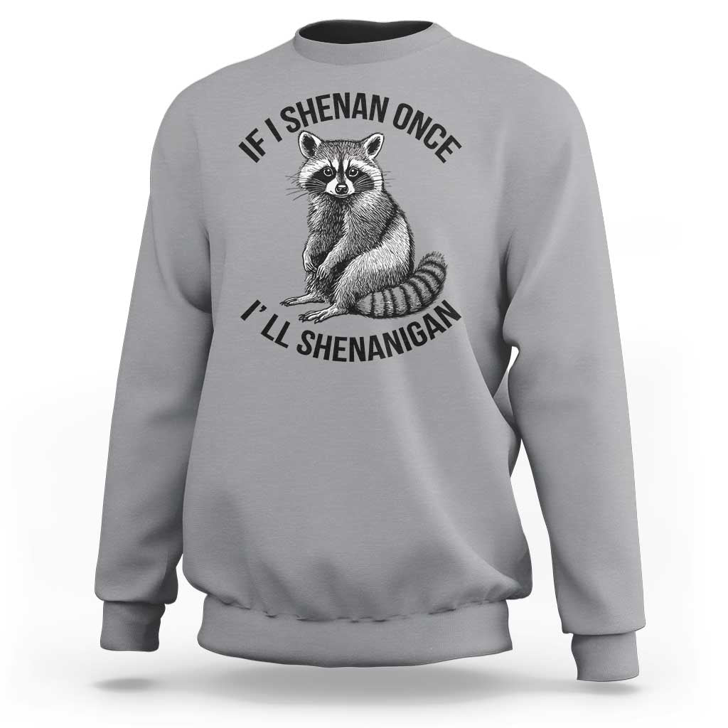 St Patricks Day Raccoon Meme Sweatshirt If I Shenan Once I'll Shenanigan