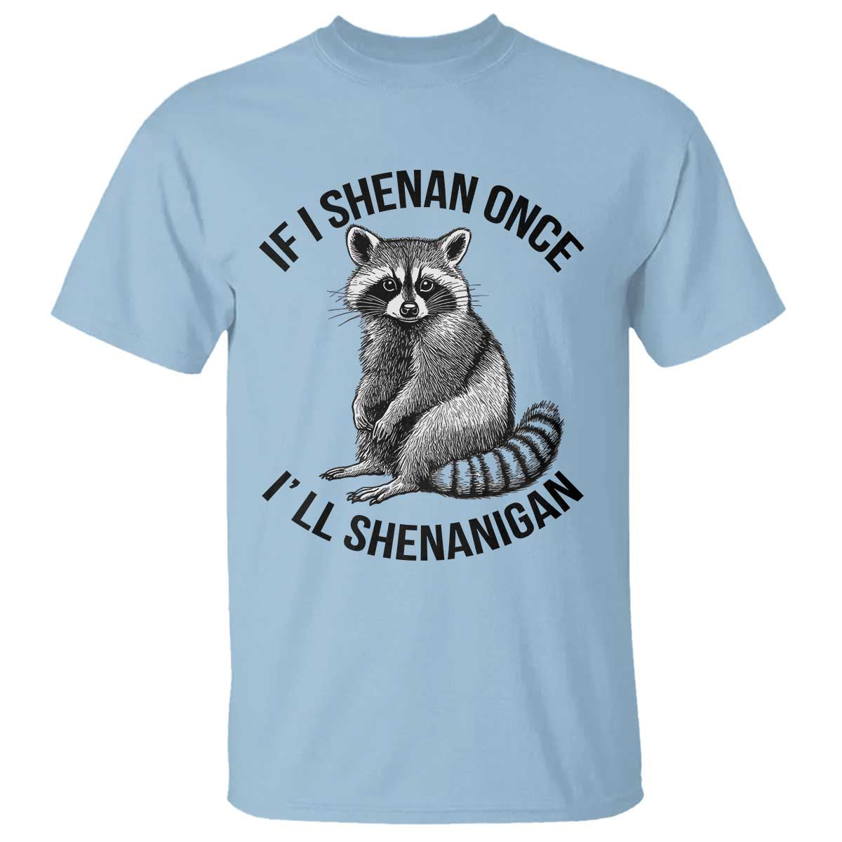 St Patricks Day Raccoon Meme T Shirt If I Shenan Once I'll Shenanigan