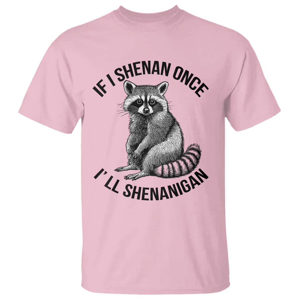 St Patricks Day Raccoon Meme T Shirt If I Shenan Once I'll Shenanigan