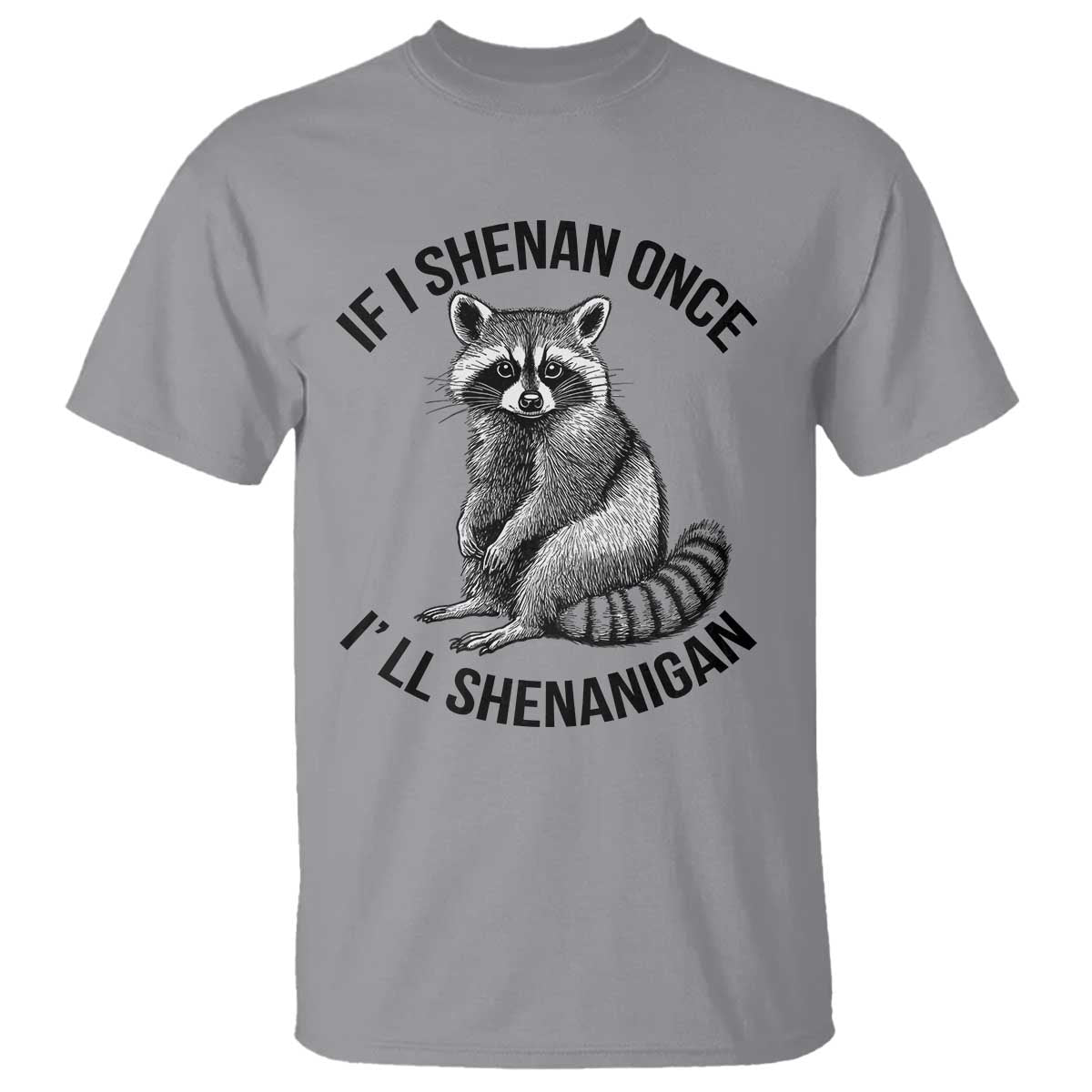 St Patricks Day Raccoon Meme T Shirt If I Shenan Once I'll Shenanigan