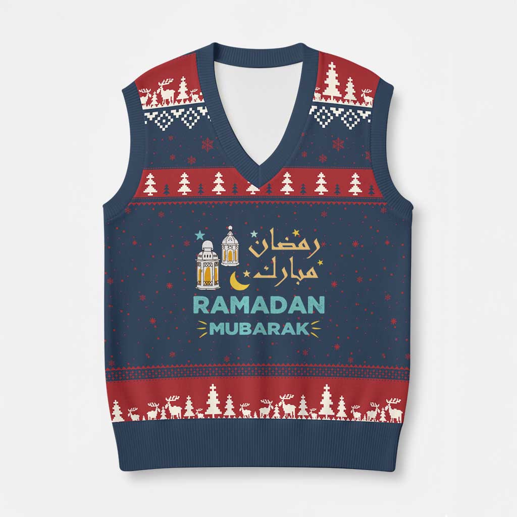 Ramadan Mubarak Muslim V-Neck Knit Sweater Vest - Wonder Print Shop