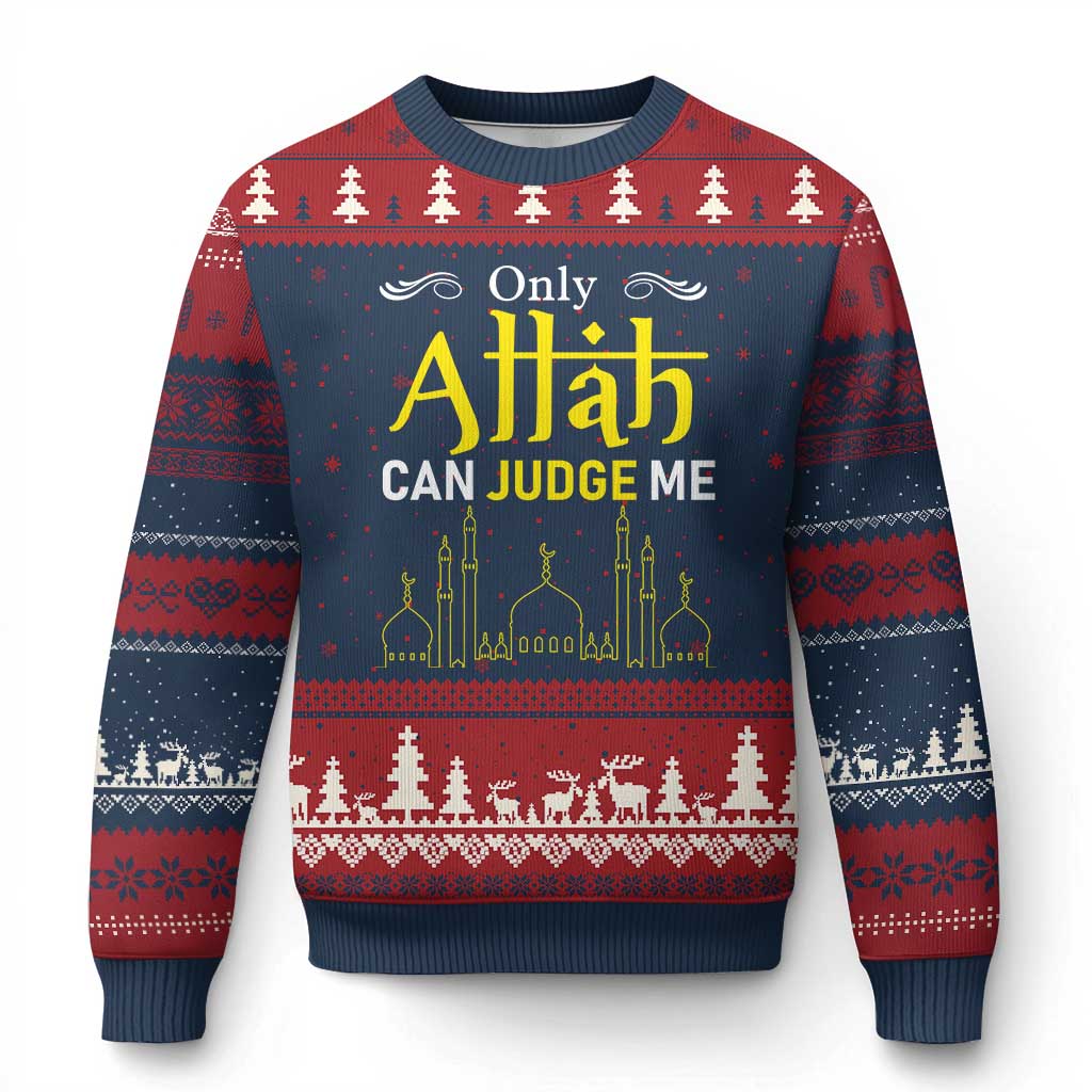 Only Allah Can Judge Me Ugly Christmas Sweater Islamic Muslim Ramadan Eid - Wonder Print Shop