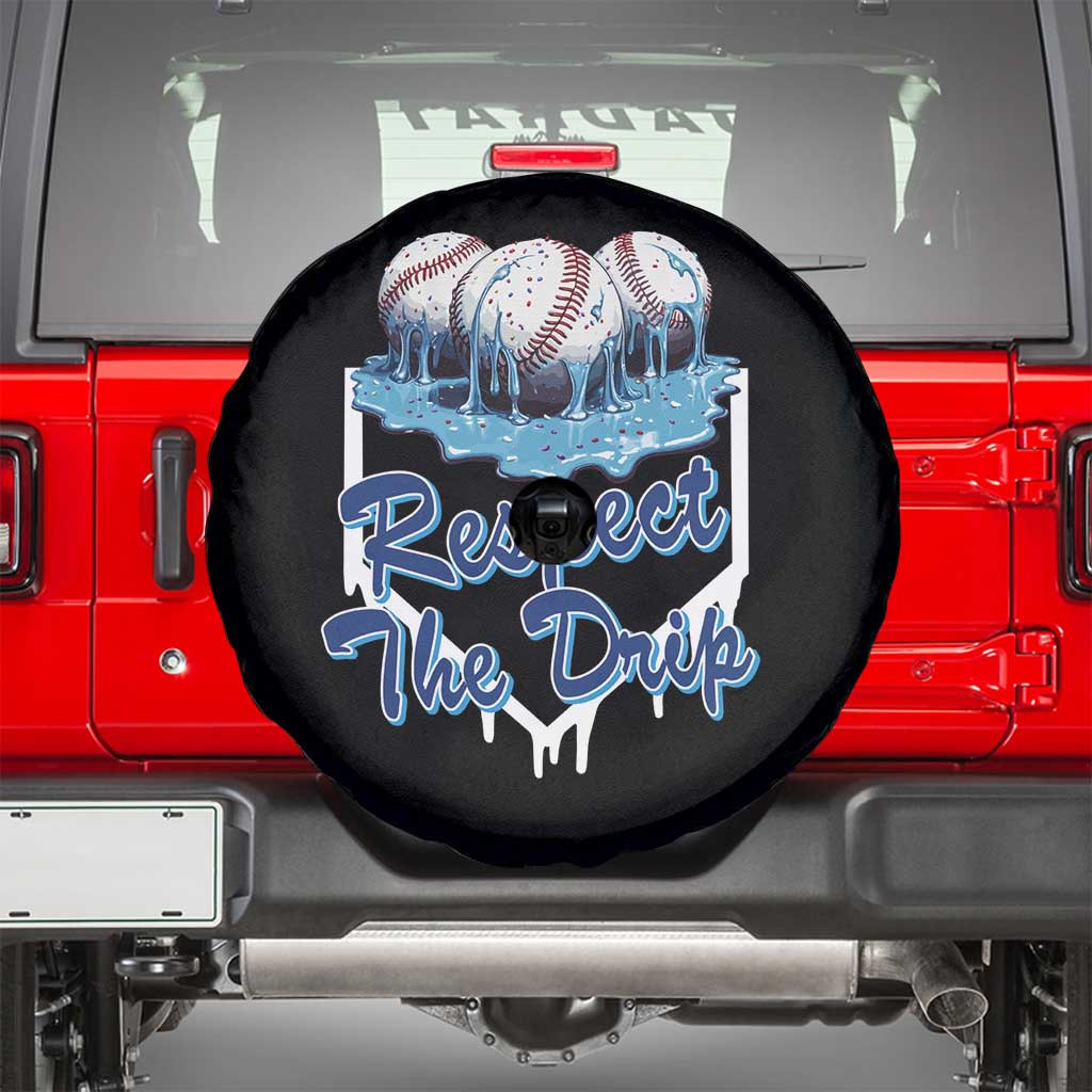 Respect The Drip Baseball Spare Tire Cover Driping Ice Cream Sport Lover