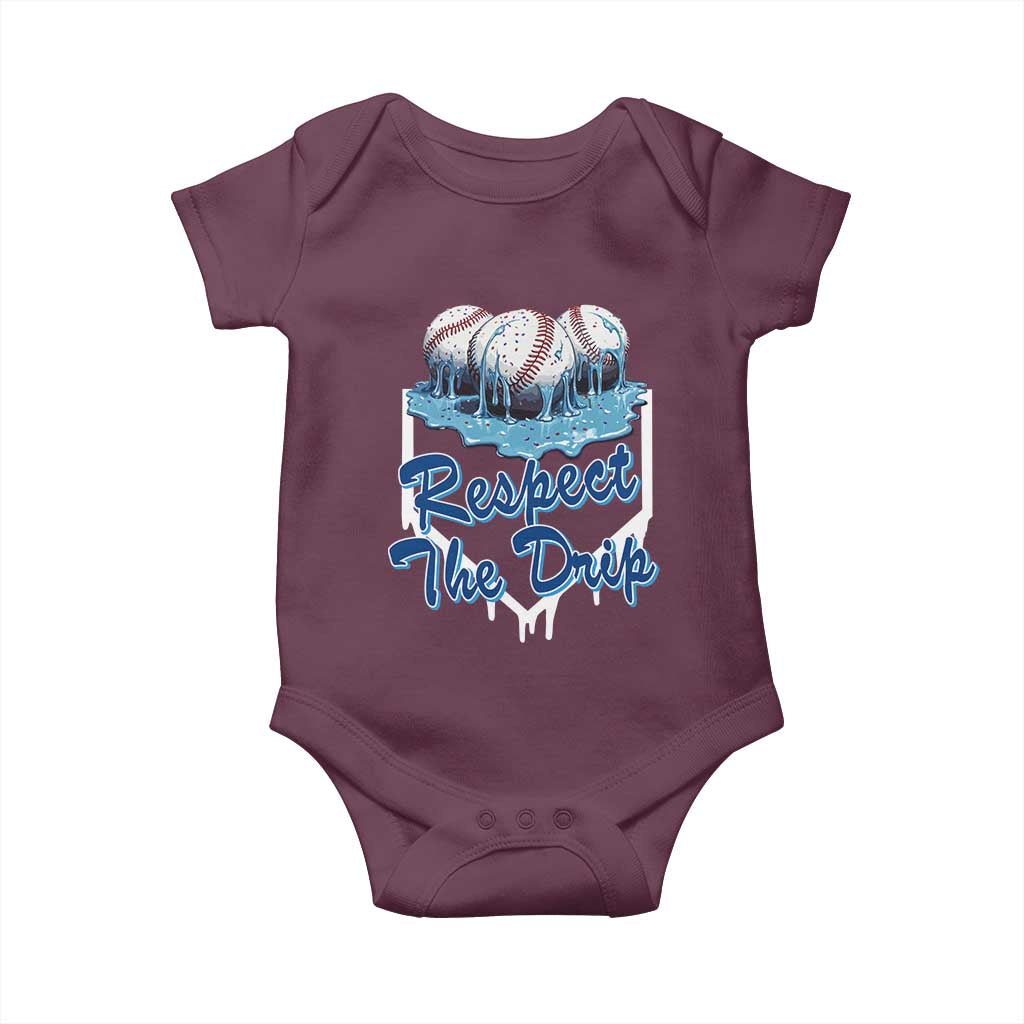 Respect The Drip Baseball Baby Onesie Driping Ice Cream Sport Lover