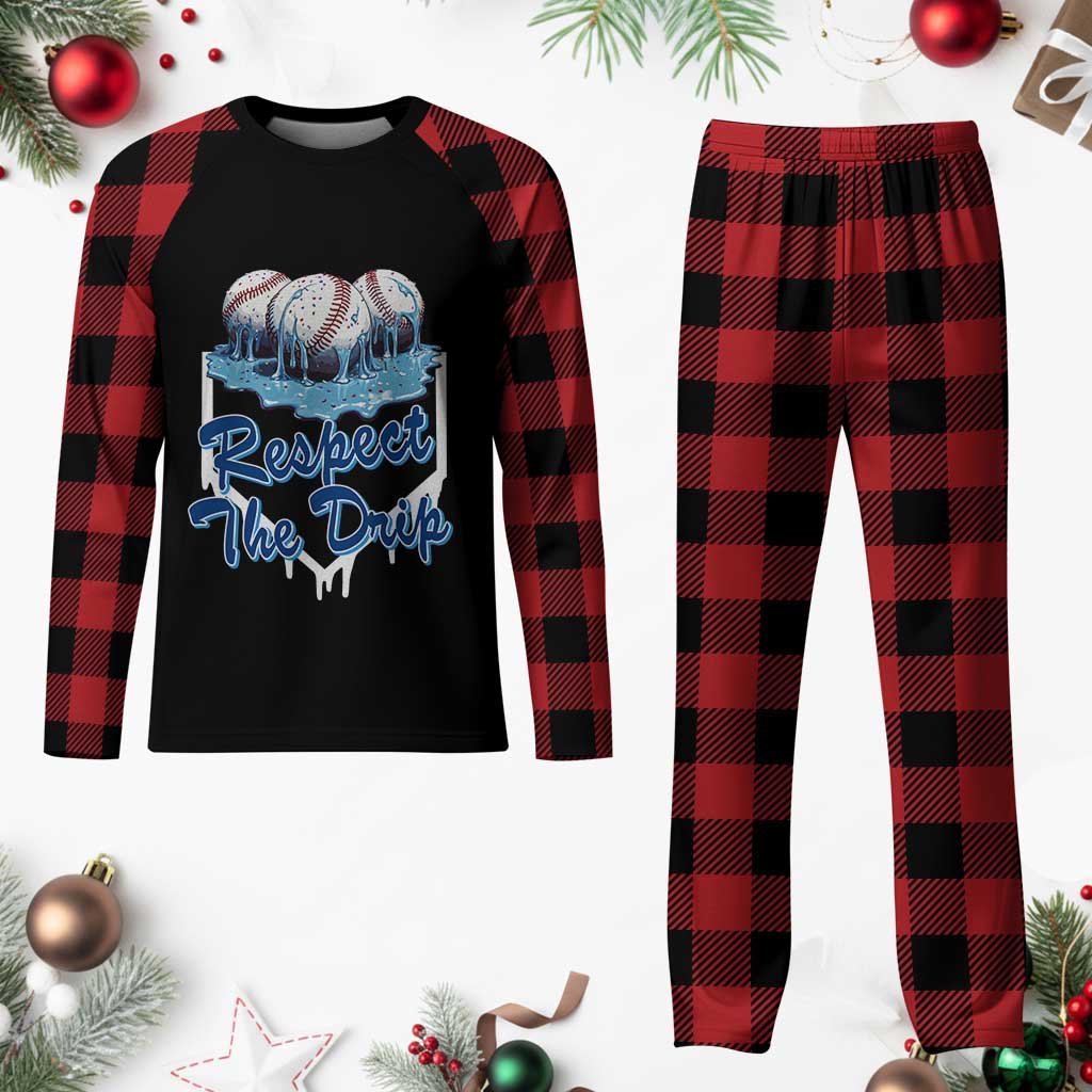 Respect The Drip Baseball Plaid Pajama Set Driping Ice Cream Sport Lover - Wonder Print Shop