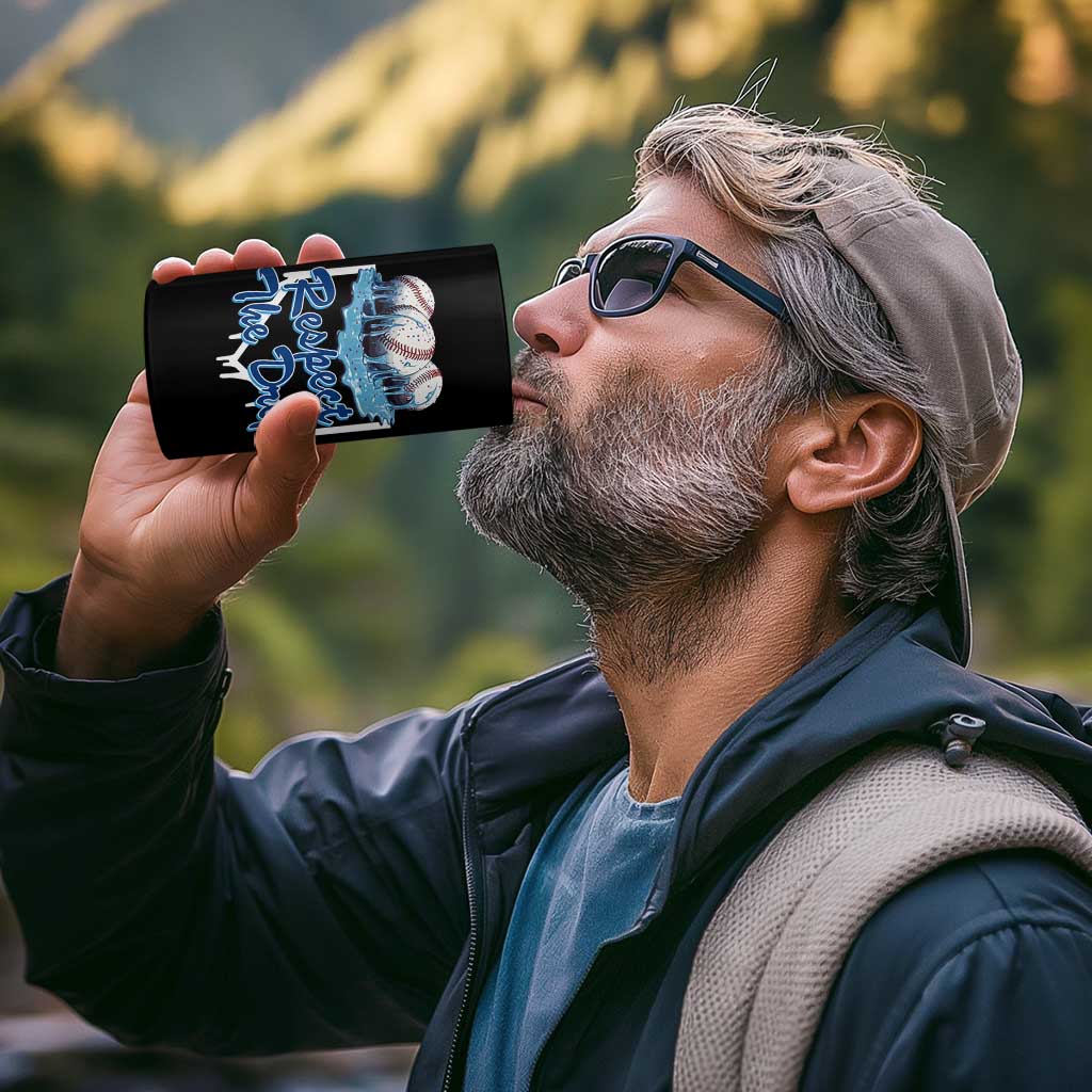 Respect The Drip Baseball 4 in 1 Can Cooler Tumbler Driping Ice Cream Sport Lover