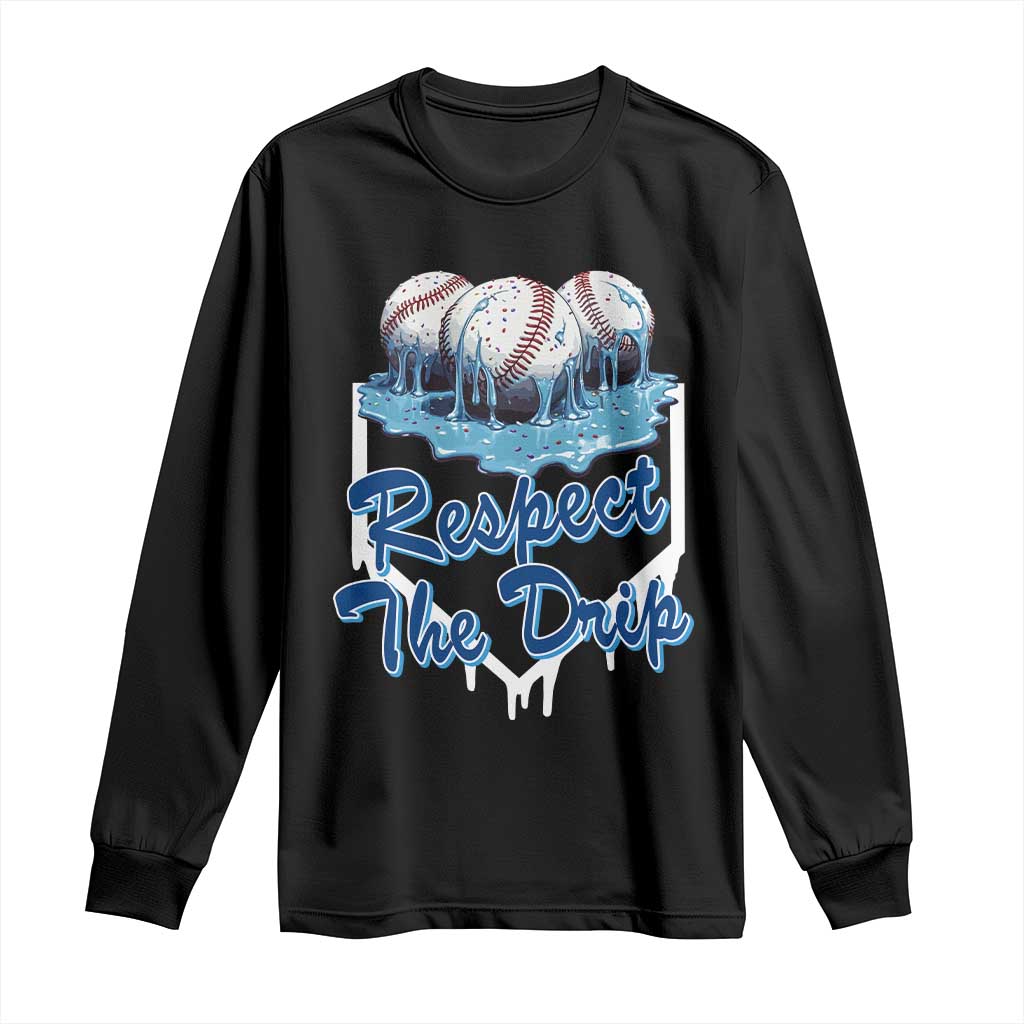 Respect The Drip Baseball Long Sleeve Shirt Driping Ice Cream Sport Lover