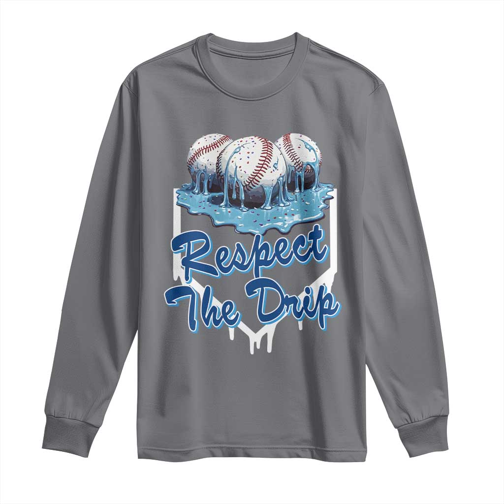 Respect The Drip Baseball Long Sleeve Shirt Driping Ice Cream Sport Lover