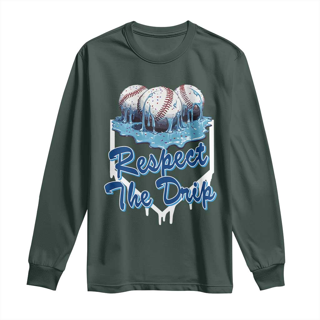 Respect The Drip Baseball Long Sleeve Shirt Driping Ice Cream Sport Lover