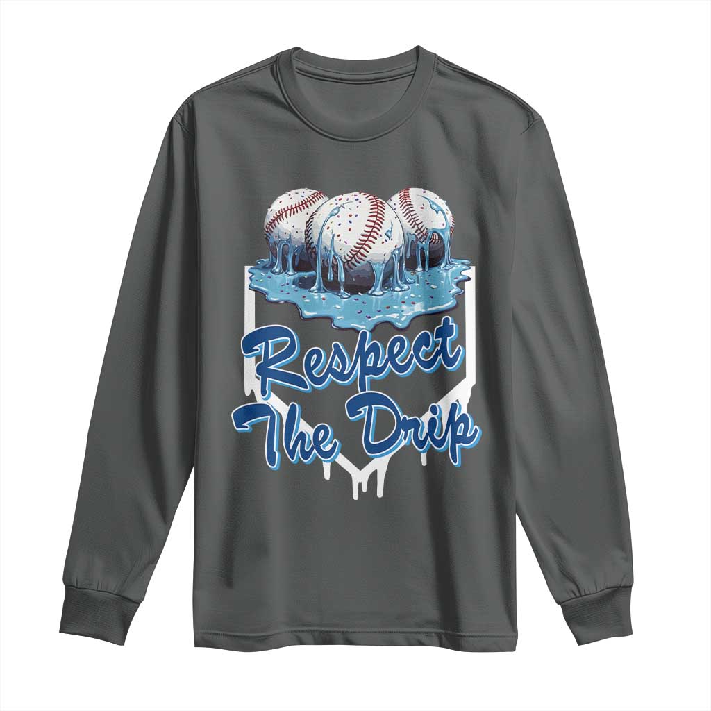 Respect The Drip Baseball Long Sleeve Shirt Driping Ice Cream Sport Lover