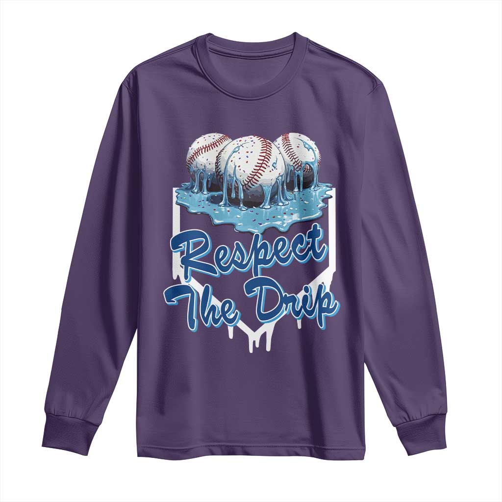 Respect The Drip Baseball Long Sleeve Shirt Driping Ice Cream Sport Lover