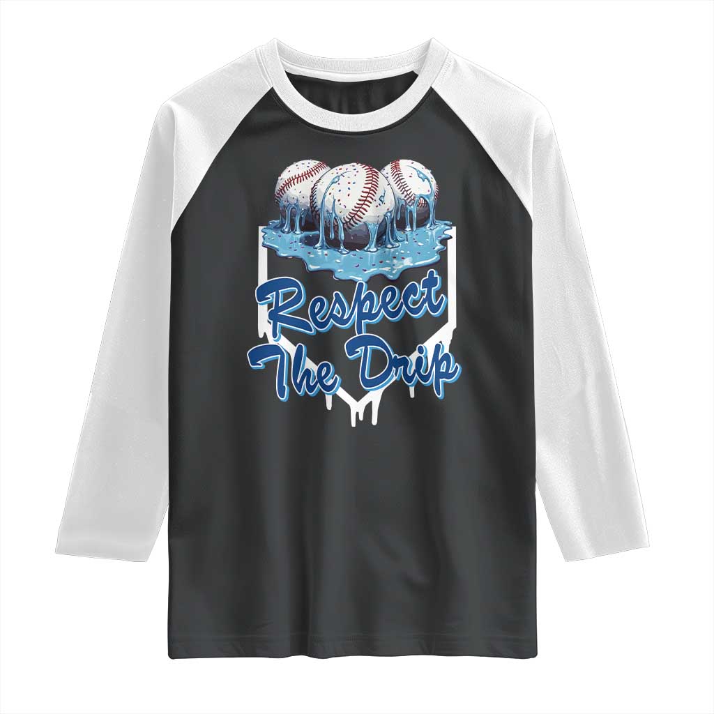 Respect The Drip Baseball Raglan Shirt Driping Ice Cream Sport Lover