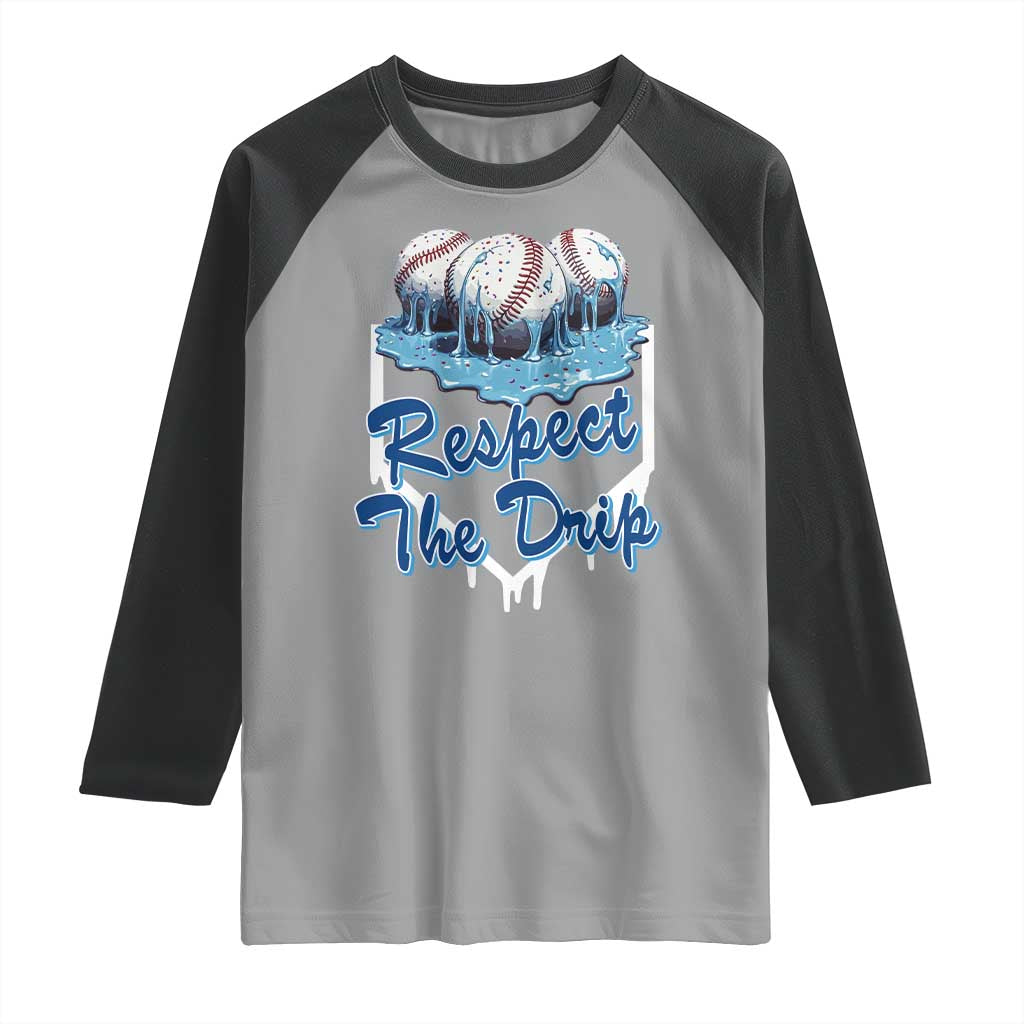 Respect The Drip Baseball Raglan Shirt Driping Ice Cream Sport Lover