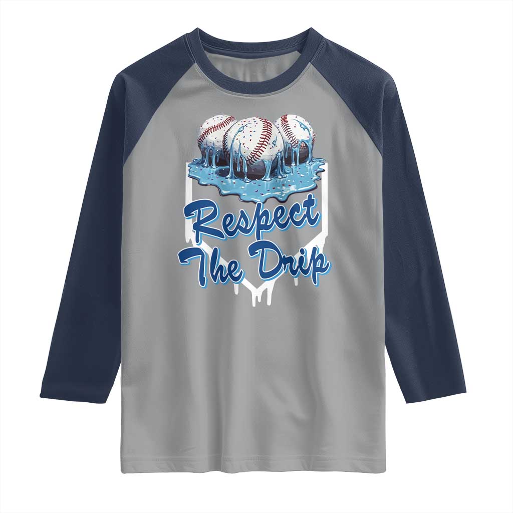 Respect The Drip Baseball Raglan Shirt Driping Ice Cream Sport Lover