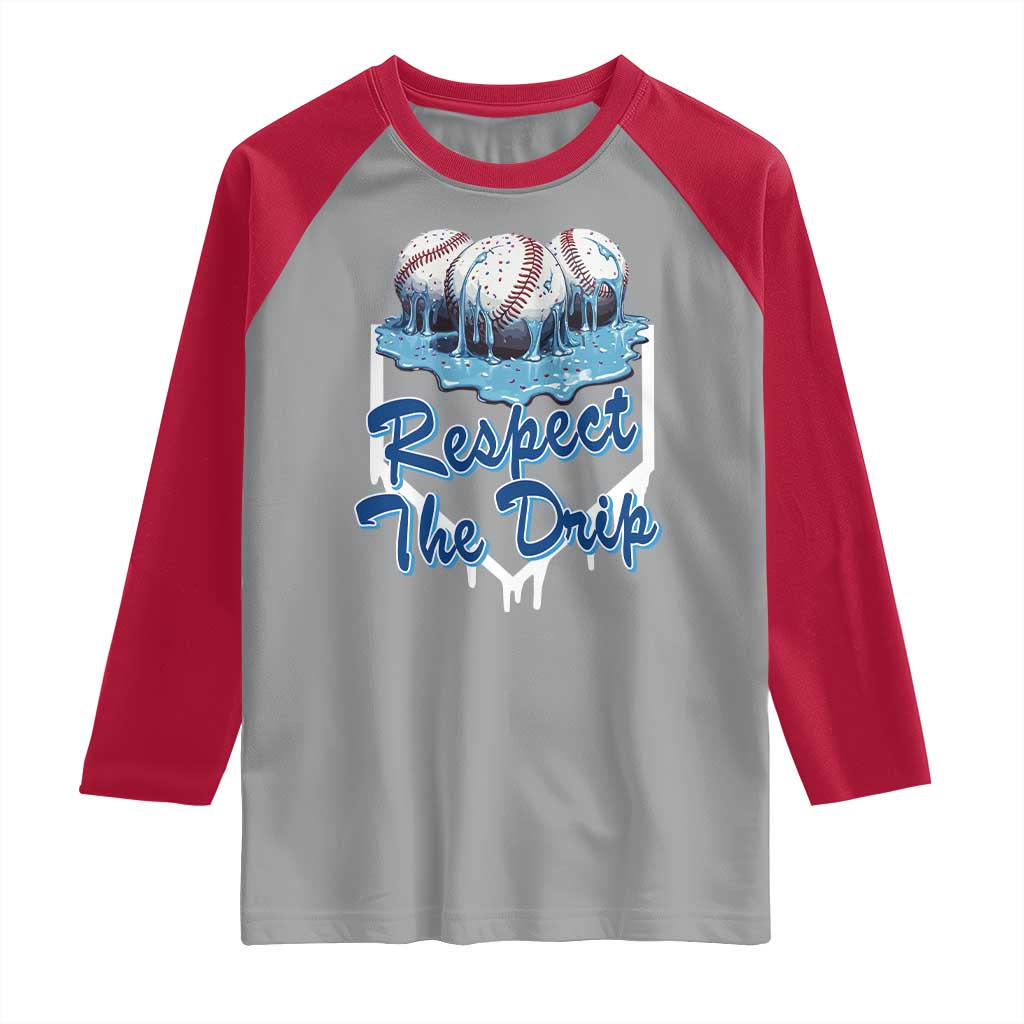 Respect The Drip Baseball Raglan Shirt Driping Ice Cream Sport Lover