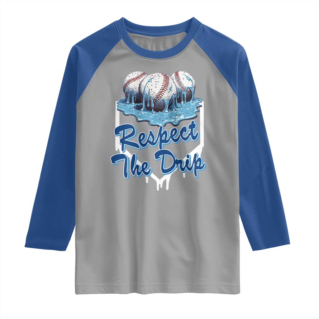 Respect The Drip Baseball Raglan Shirt Driping Ice Cream Sport Lover