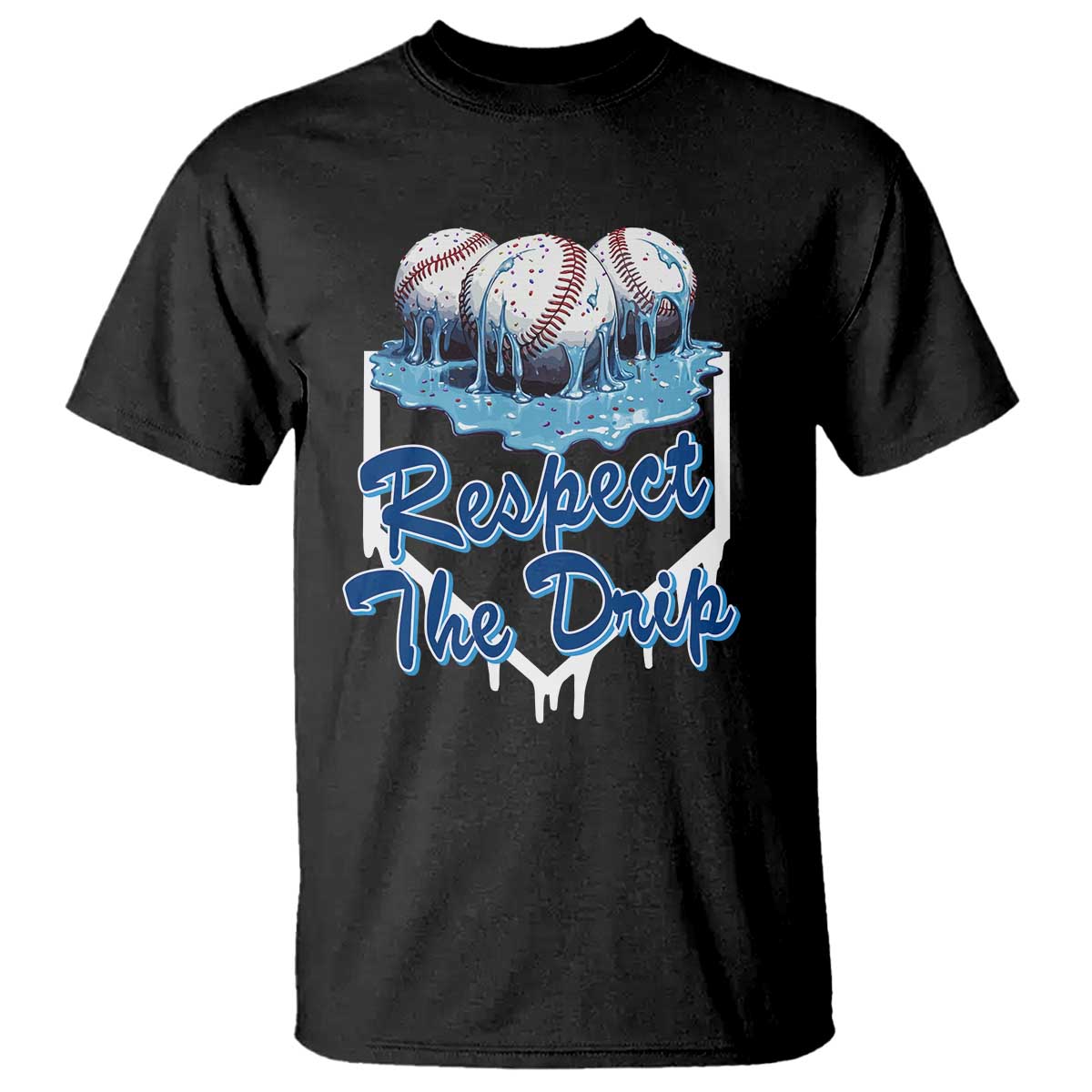 Respect The Drip Baseball T Shirt Driping Ice Cream Sport Lover