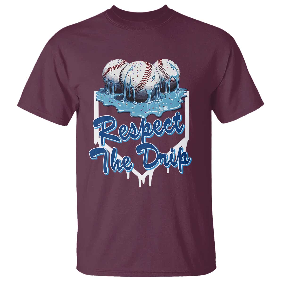 Respect The Drip Baseball T Shirt Driping Ice Cream Sport Lover