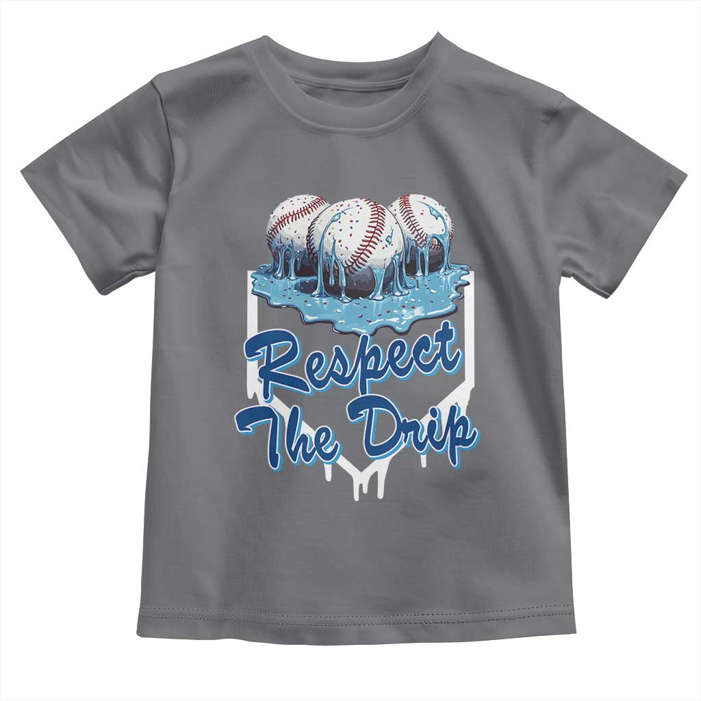 Respect The Drip Baseball Toddler T Shirt Driping Ice Cream Sport Lover