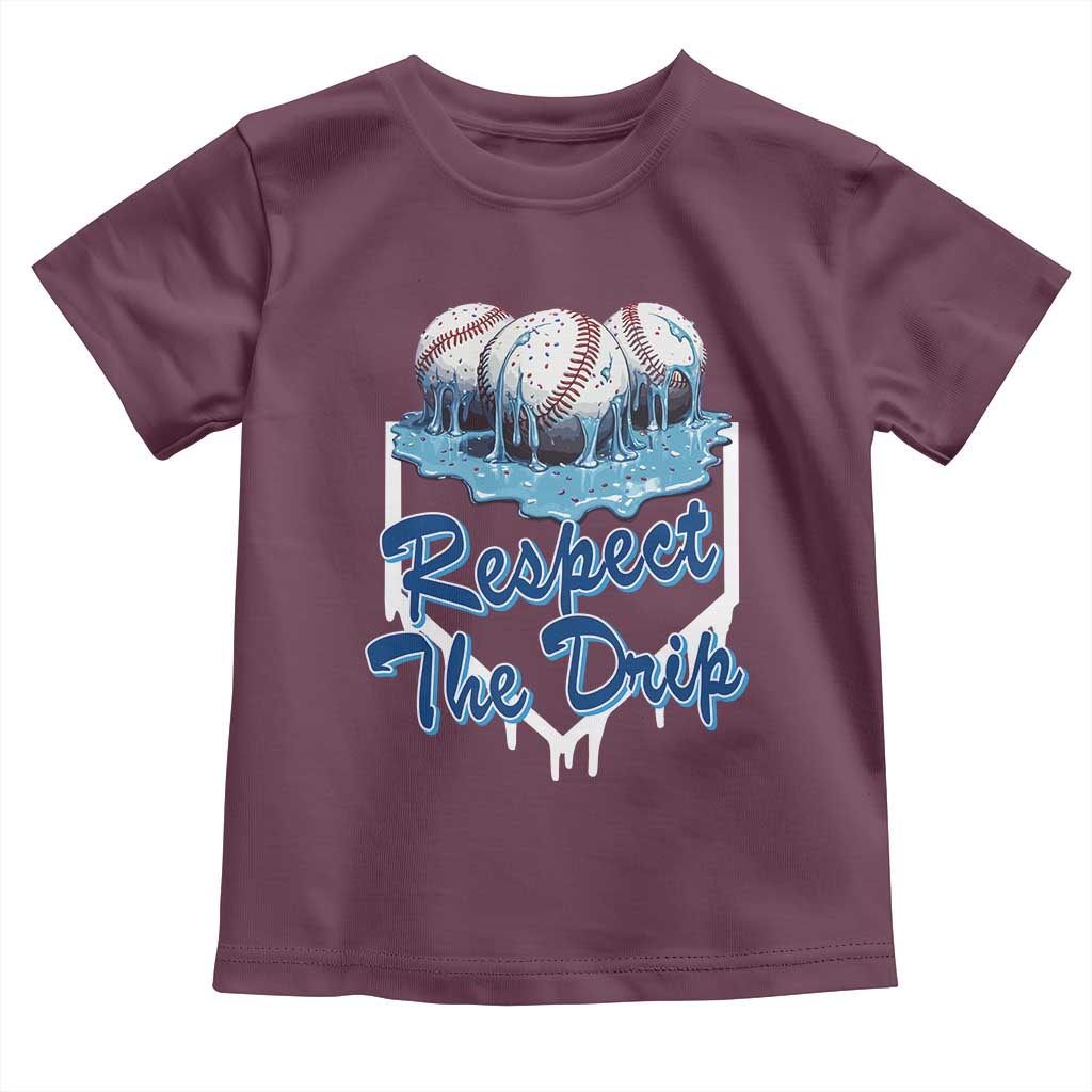 Respect The Drip Baseball Toddler T Shirt Driping Ice Cream Sport Lover