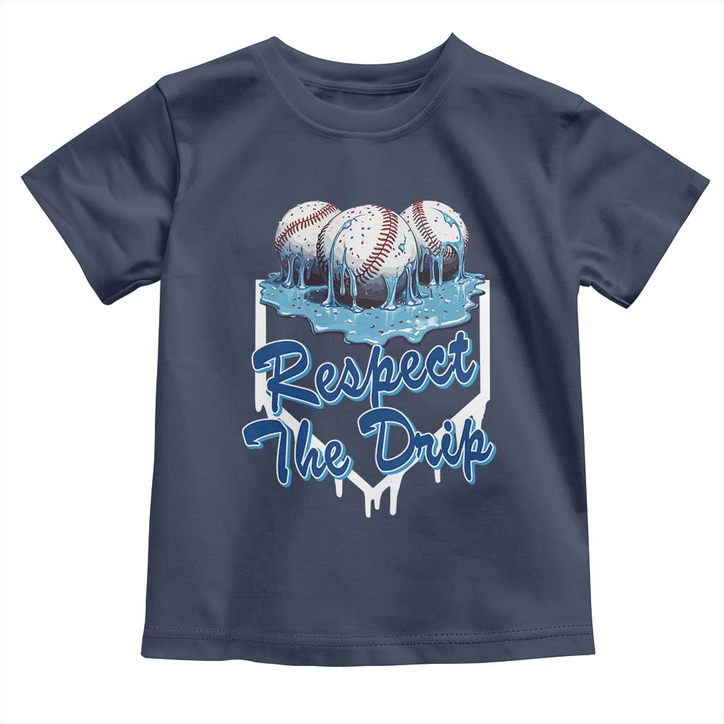 Respect The Drip Baseball Toddler T Shirt Driping Ice Cream Sport Lover