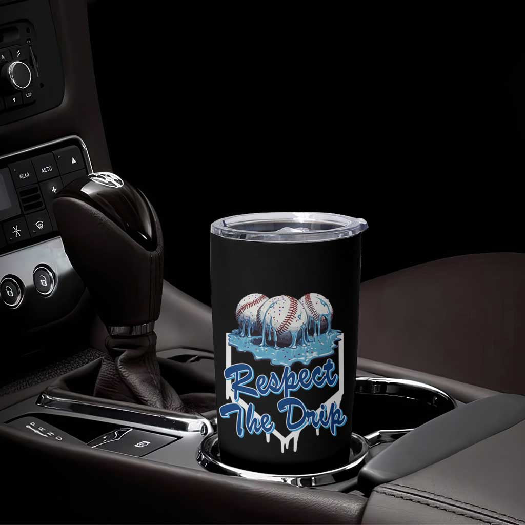 Respect The Drip Baseball Tumbler Cup Driping Ice Cream Sport Lover