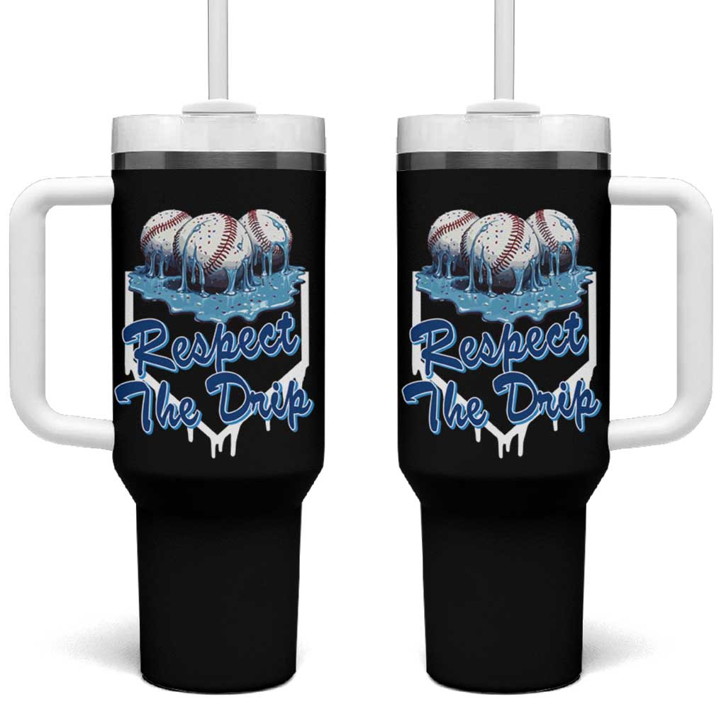 Respect The Drip Baseball Tumbler With Handle Driping Ice Cream Sport Lover