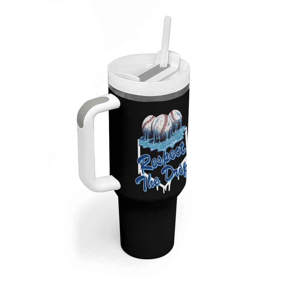 Respect The Drip Baseball Tumbler With Handle Driping Ice Cream Sport Lover
