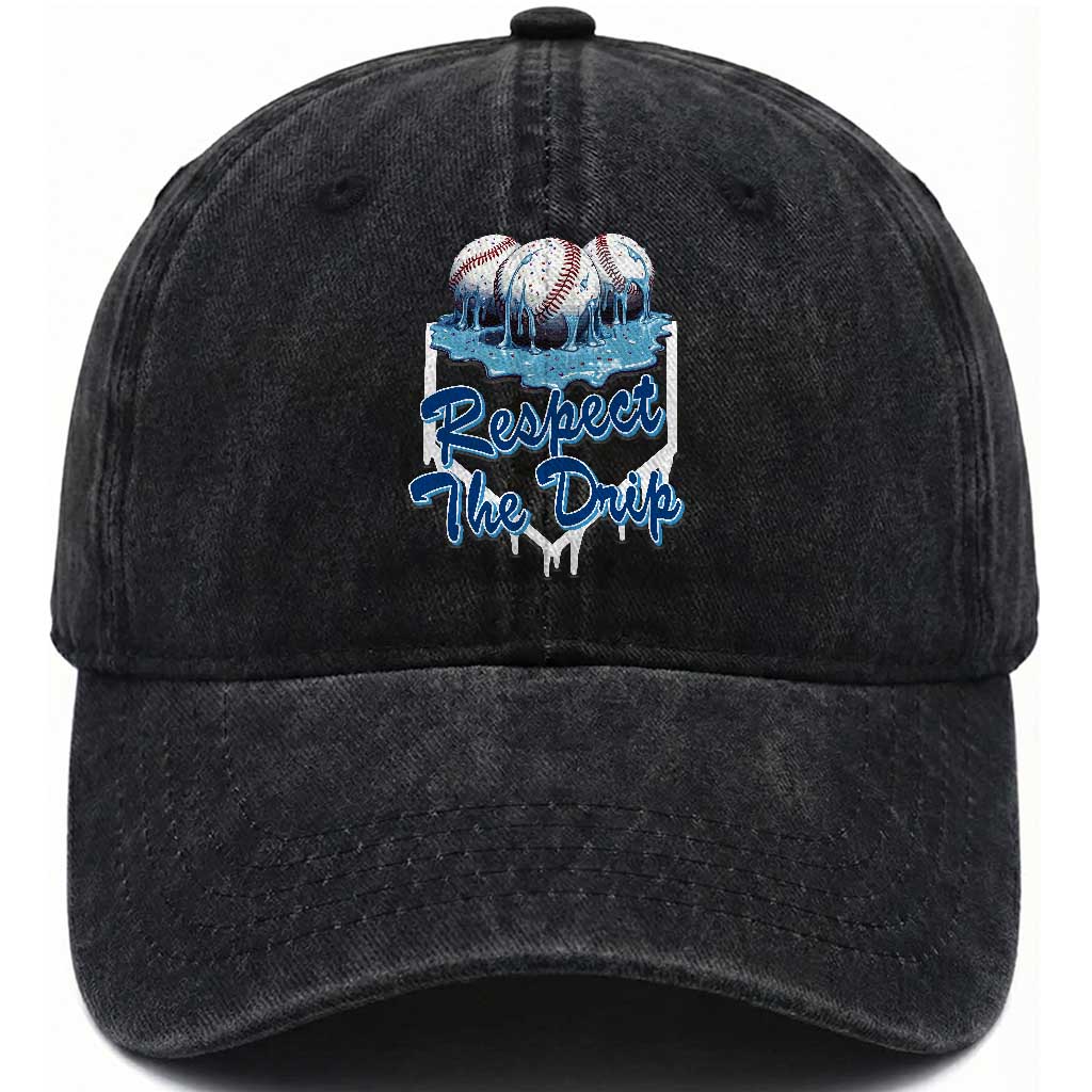 Respect The Drip Baseball Washed Cotton Baseball Cap Driping Ice Cream Sport Lover