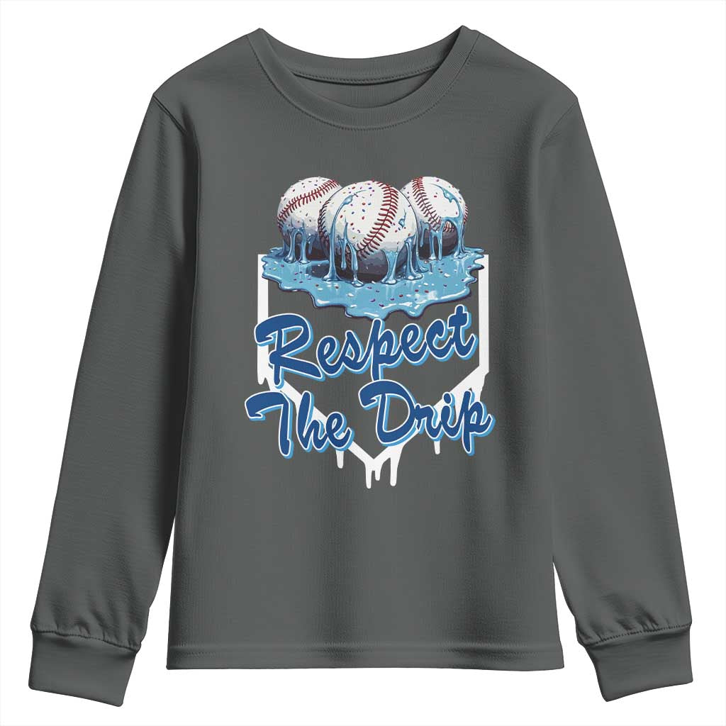 Respect The Drip Baseball Youth Sweatshirt Driping Ice Cream Sport Lover