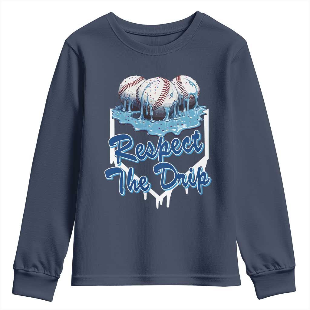 Respect The Drip Baseball Youth Sweatshirt Driping Ice Cream Sport Lover