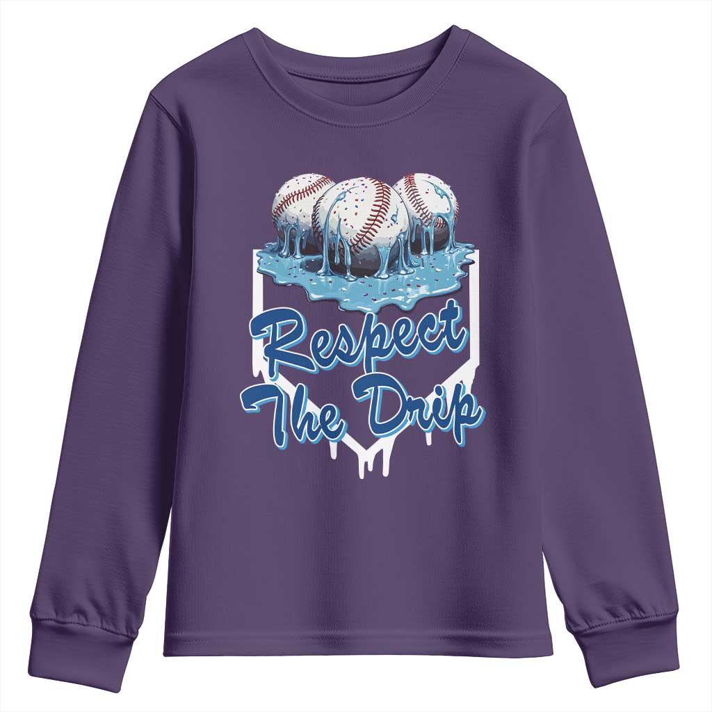Respect The Drip Baseball Youth Sweatshirt Driping Ice Cream Sport Lover