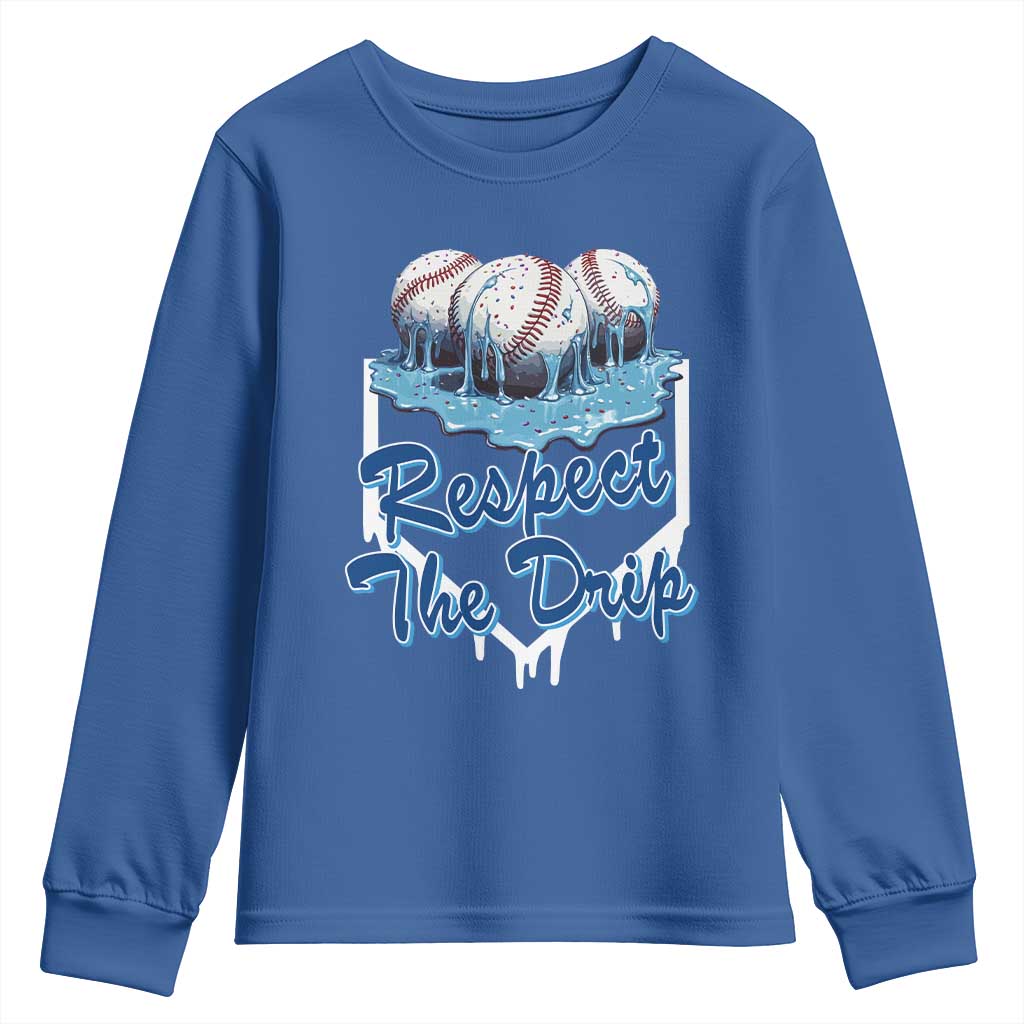 Respect The Drip Baseball Youth Sweatshirt Driping Ice Cream Sport Lover