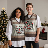 I Love Reading Here There Anywhere V-Neck Knit Sweater Vest Reading Month Across America - Wonder Print Shop