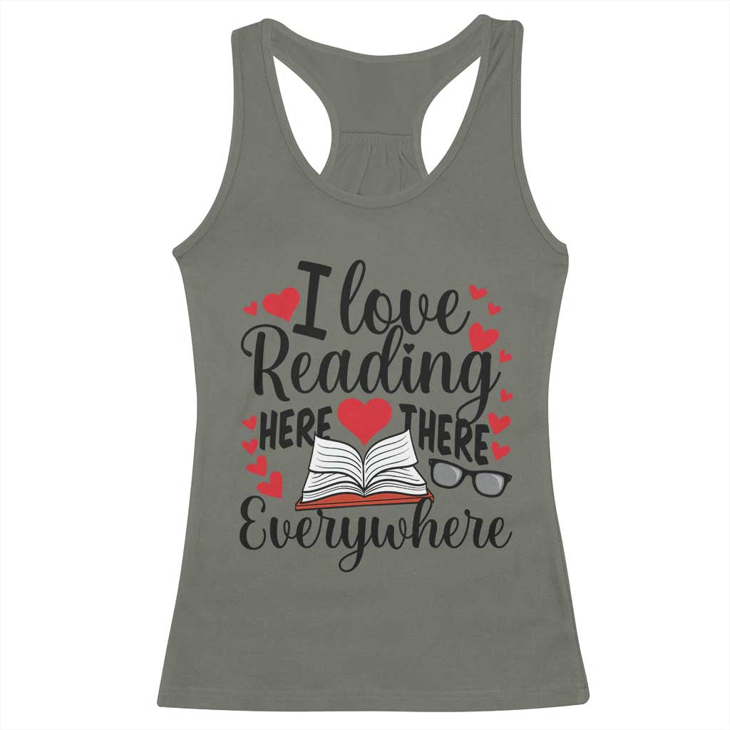 I Love Reading Here There Anywhere Racerback Tank Top Reading Month Across America